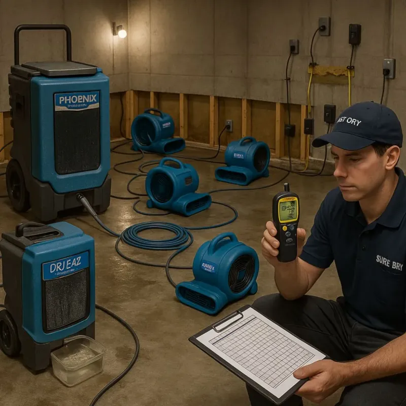 Structural Drying and Dehumidification process in Fort Lee, VA